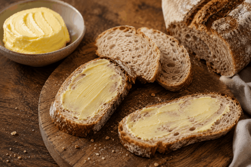 selbstgemachte butter auf dem Brot