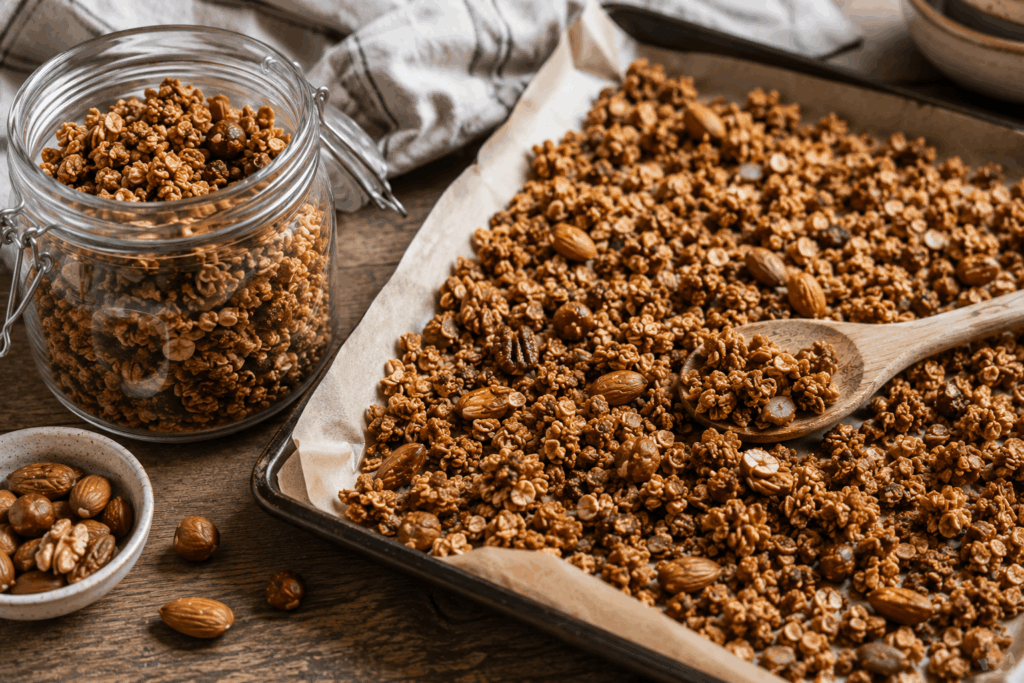 Granola nach dem backen