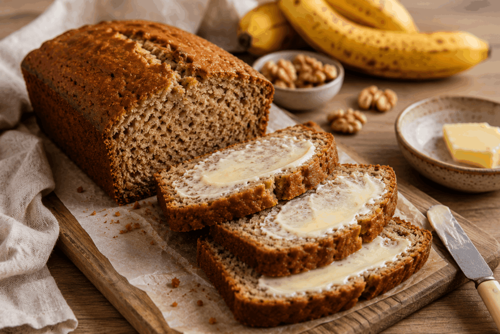 Bananenbrot mit Butter