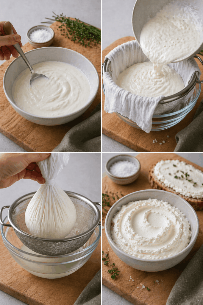 Frischkäse selber machen Zubereitung