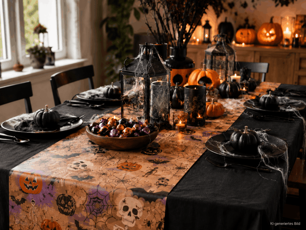 Halloween Tischdeko Geschenkpapier Idee