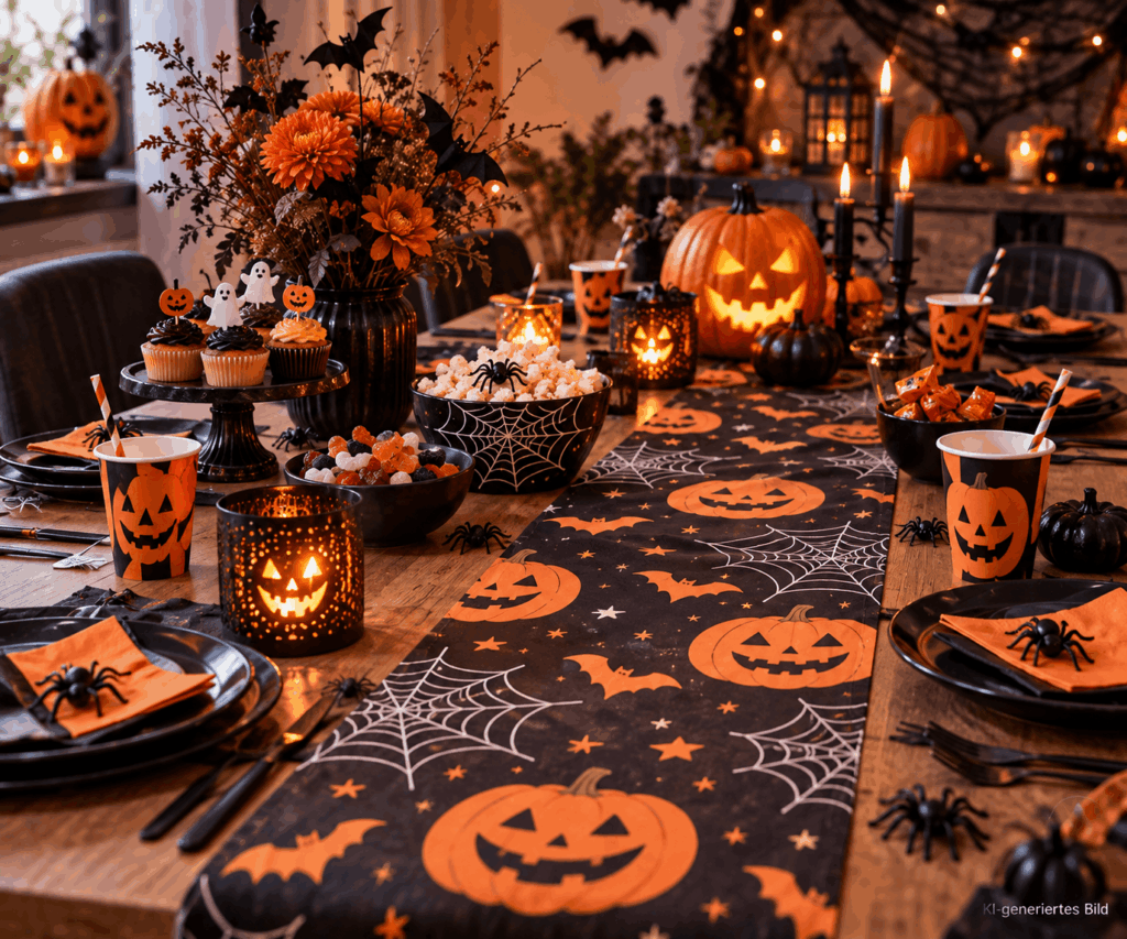 Halloween Tischläufer aus Geschenkpapier