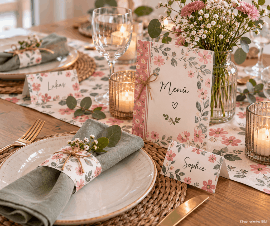 Menükarten aus Geschenkpapier