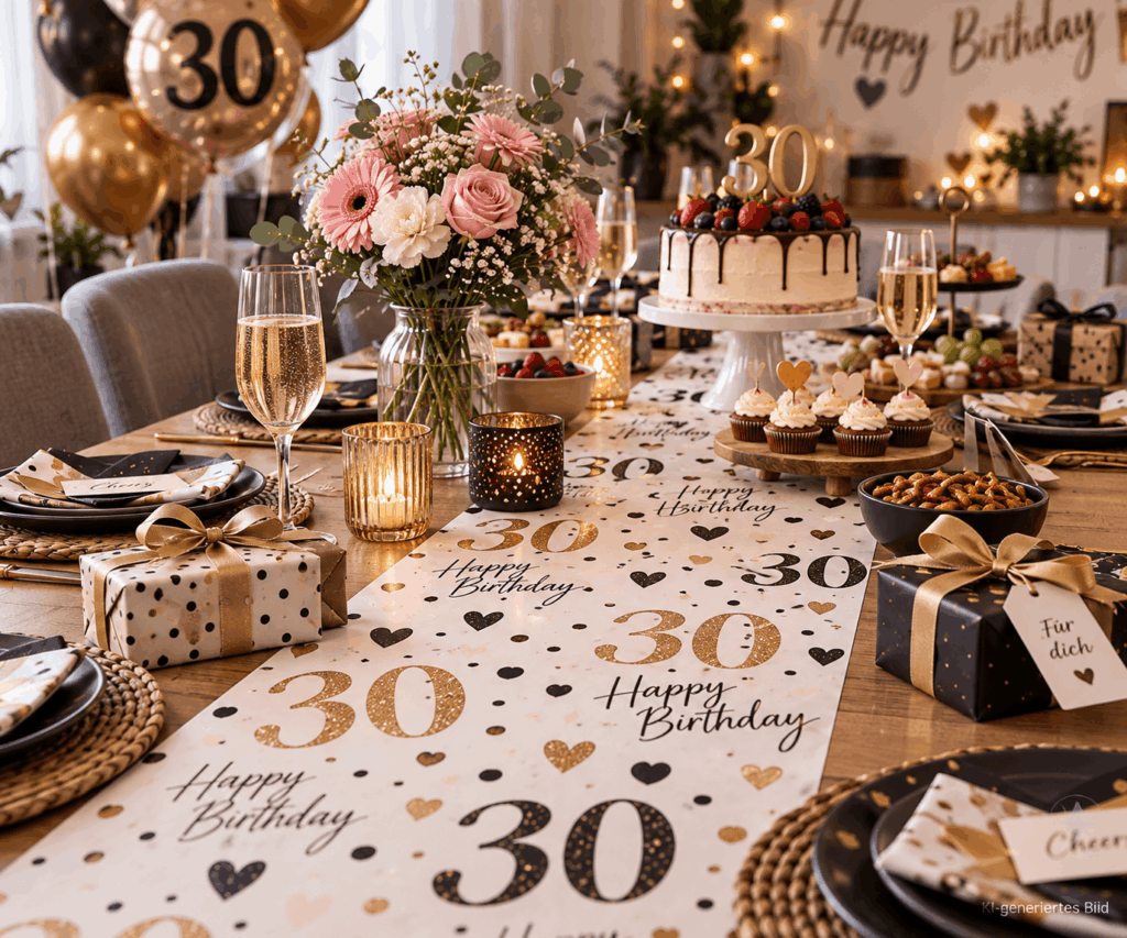 Mottoparty Geburtstag Tischläufer aus Geschenkpapier